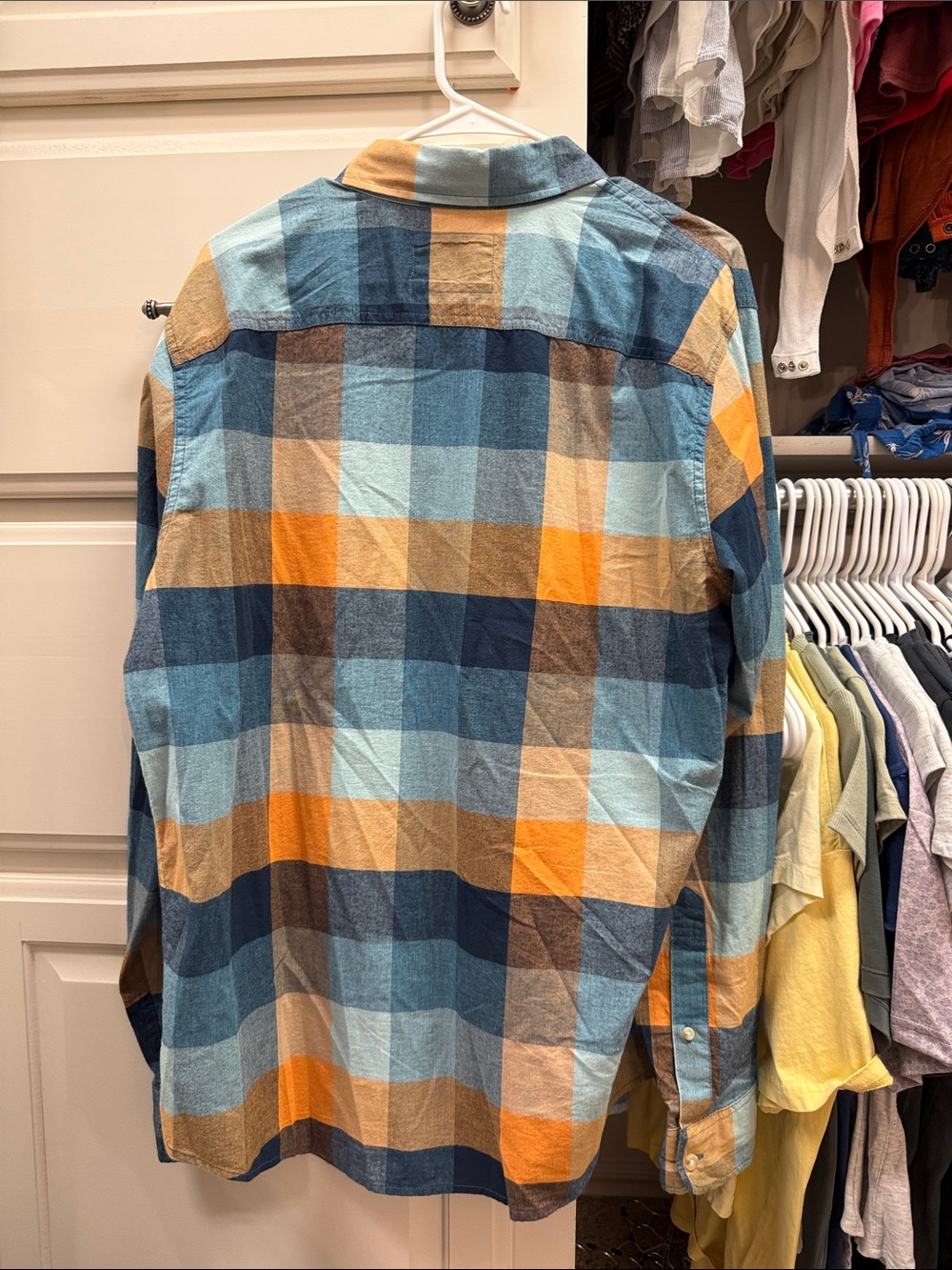 Hollister Plaid Button-Down Shirt in Blue and Orange - Picture 2 of 3